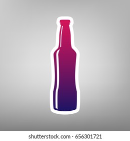 Beer bottle sign. Vector. Purple gradient icon on white paper at gray background.