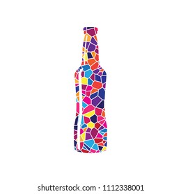Beer bottle sign. Vector. Stained glass icon on white background. Colorful polygons. Isolated.
