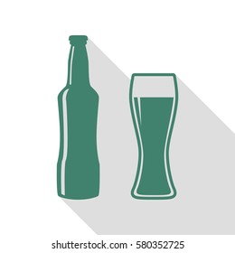 Beer bottle sign. Veridian icon with flat style shadow path.