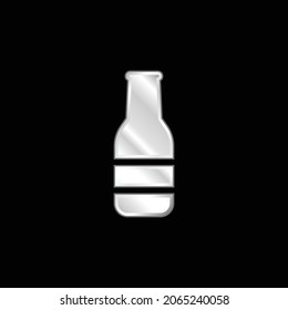 Beer Bottle silver plated metallic icon