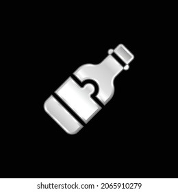 Beer Bottle silver plated metallic icon