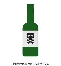 Beer in bottle simple flat icon isolated design illustration.