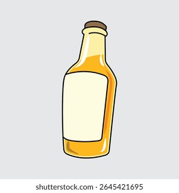 Beer bottle simple isolated cartoon illustration with a light background