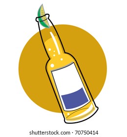 Beer bottle with a slice of lime clip art in vector format.