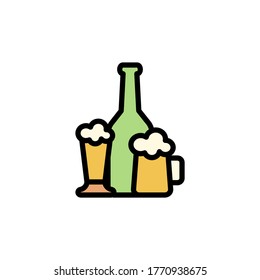 Beer bottle, beer steins icon. Simple color with outline vector elements of international beer day icons for ui and ux, website or mobile application