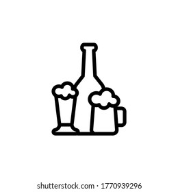 Beer bottle, beer steins icon. Simple line, outline vector elements of international beer day icons for ui and ux, website or mobile application