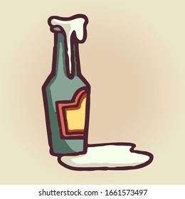 Beer bottle symbol.
St.Patrick's day elements icon. 
Colored cartoon illustration.Vector design for web design, mobile app, stickers and games.