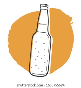 Botella De Cerveza Doodle Tradicional. Iconos Esbozados Mano Hecho. Diseño de la línea vectorial Art.