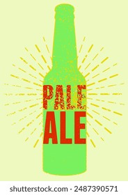 Beer bottle typographical vintage style grunge concept poster design for type of beer. Pale Ale. Retro vector illustration.