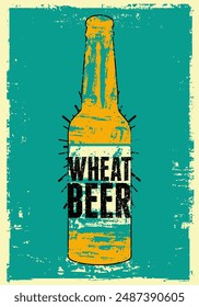 Beer bottle typographical vintage style grunge concept poster design for type of beer. Wheat Beer. Retro vector illustration.