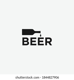 beer with bottle typography logo design vector