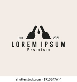 beer with bottle typography logo design vector