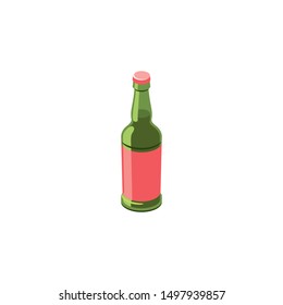 Beer bottle. Vector 3d isometric, color web icons set, new flat style. Creative illustration design, idea for infographics.