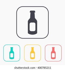 beer bottle vector color icon set 