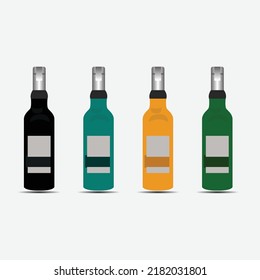 Bierflasche Vectordesign. Bier Vektorset.Farbiges Silhouette Design Set.
