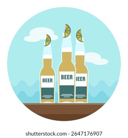 Beer bottle vector icon. Beach. Summer. Summertime. Holiday. Vacation, eps 10
