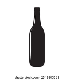 Diseño de icono de Vector de botella de cerveza aislado fondo blanco