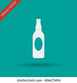 Beer bottle vector icon. Flat design style eps 10