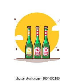 Beer Bottle Vector Icon Illustrations. Food and Drink Icon Concept White Isolated. Flat Cartoon Style Suitable for Web Landing Page, Banner, Sticker, Background