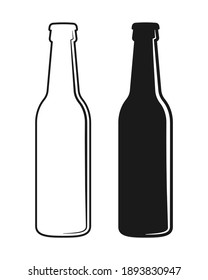 Icono del vector del frasco de cerveza. Símbolo de bebida gaseosa de lemonade. Señal de bar o pub. Logo de cervecería y restaurante. Silueta negra aislada sobre fondo blanco.