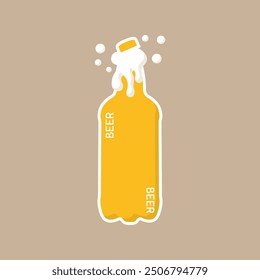 Beer bottle vector icon. Plastic beer bottle icon. A bottle with a handle. Ergonomics inspired the logo. A hand holding a bottle of a selection of icons.