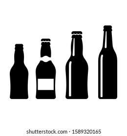 Beer bottle vector icon set on white background