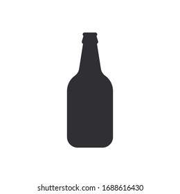 Beer bottle. Vector icon. Vector bottle. Bottle silhouette. Stencil bottle. Flask template. Jar icon. Glass container. Logo template.