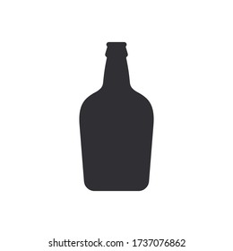 Beer bottle. Vector icon. Vector bottle. Bottle silhouette. Stencil bottle. Flask template. Flask silhouette. Jar icon. Glass container. Logo template. Shape for 3d modeling.