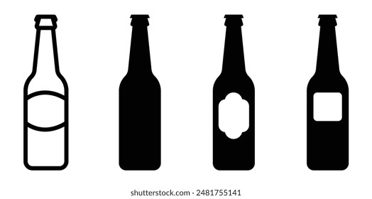Conjunto de iconos vectoriales de botella de cerveza