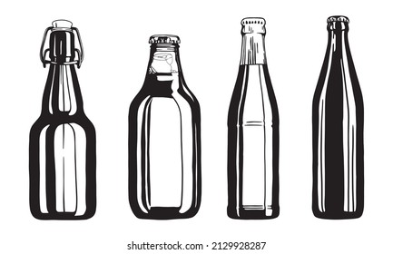 Beer bottle    vector illustration Hand drawn