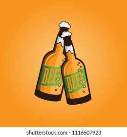 beer bottle vector illustration isolated with yellow background