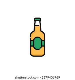 Ilustración vectorial de botella de cerveza aislada en fondo blanco. Icono de botella de cerveza