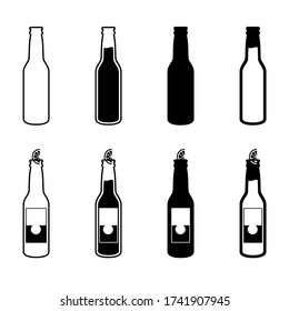 Beer Bottle Vector Illustration Set on White