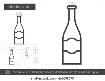 Beer bottle vector line icon isolated on white background. Beer bottle line icon for infographic, website or app. Scalable icon designed on a grid system.