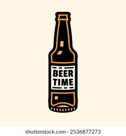 Beer bottle vector pin style illustration, graphic object on light background