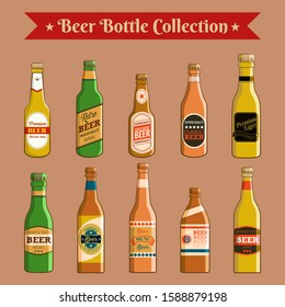 Beer bottle vector set collection graphic clipart design