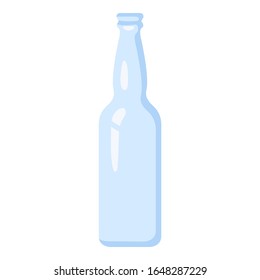 Beer Bottle. Vector Silhouette Icon of Blue Glass Package.