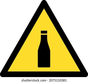Beer bottle warning icon with flat style. Isolated vector beer bottle warning icon image on a white background.