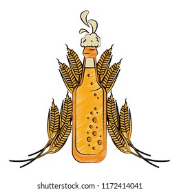 Beer bottle and wheat scribble