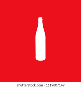 beer bottle. white icon on red background
