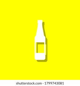 Icono blanco de botella de cerveza con sombra