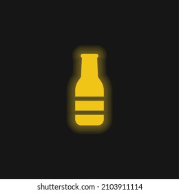 Beer Bottle yellow glowing neon icon