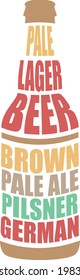 Beer bottled shaped text, colourful