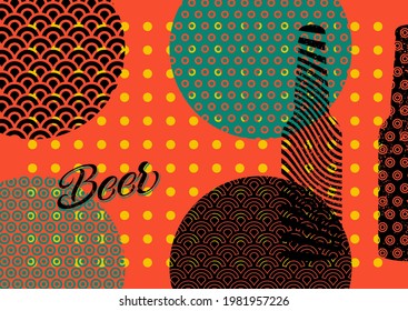 Beer bottles abstract geometric pattern typographical vintage style grunge poster design. Retro vector illustration.