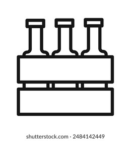 beer bottles in basket icon black and white vector sign