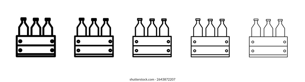 beer bottles in basket icon black and white vector sign