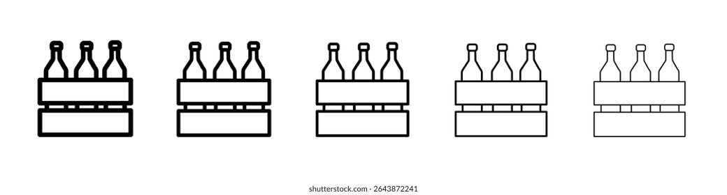 beer bottles in basket icon black and white vector sign