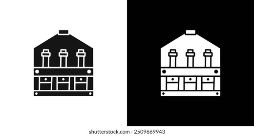 beer bottles in basket icon Flat vector set outline