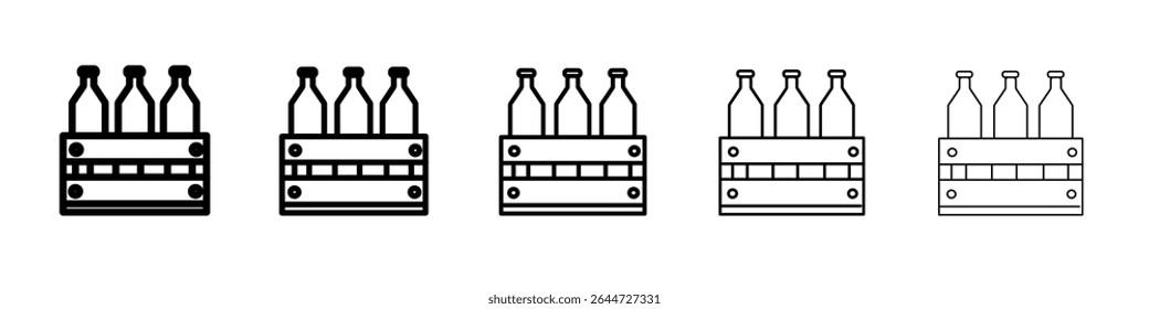 beer bottles in basket icon flat illustration set logo