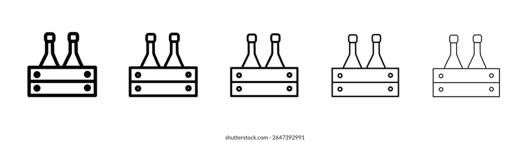 beer bottles in basket icon flat illustration set logo